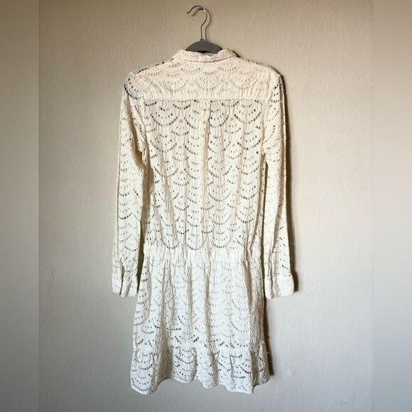 Ba&Sh Rian Mini White Dress Long Sleeve Eyelet Size S - Picture 11 of 14